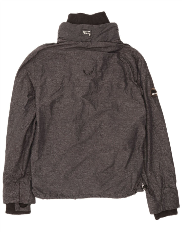 Jaqueta de chuva feminina Superdry UK 14 nylon cinza médio