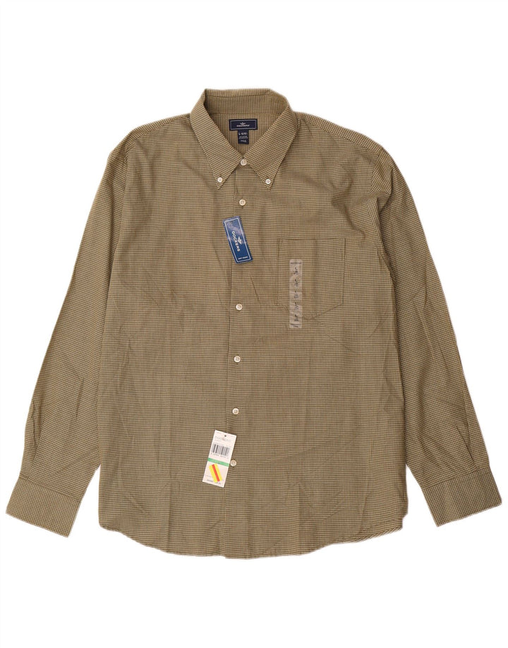 Camisa masculina DOCKERS tamanho 16 1/2 grande algodão xadrez cáqui