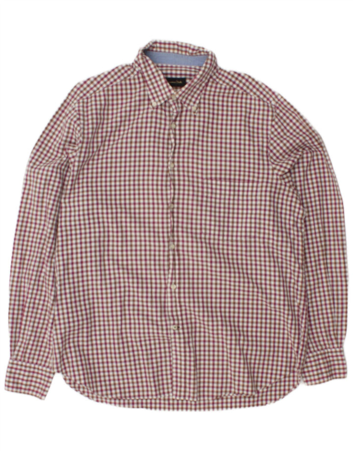 Camisa masculina de flanela Massimo Dutti 2XL Borgonha Gingham