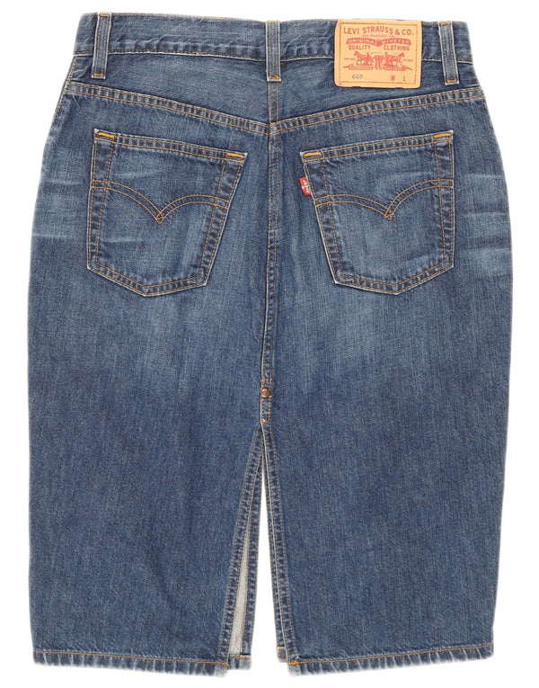 Saia jeans feminina 669 da Levi's W28 algodão azul marinho médio