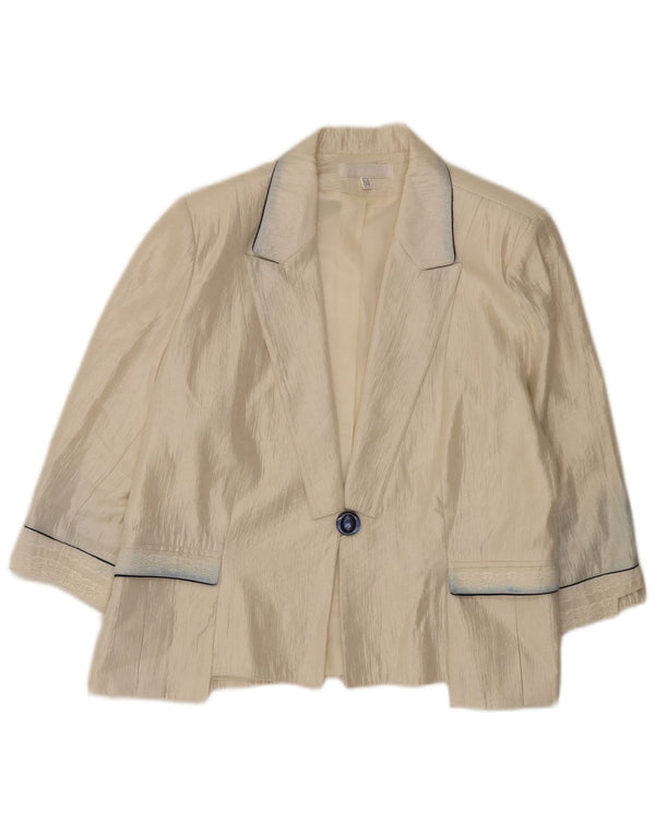 Jaqueta blazer feminina vintage manga 3/4 1 botão EU 50 3XL bege viscose