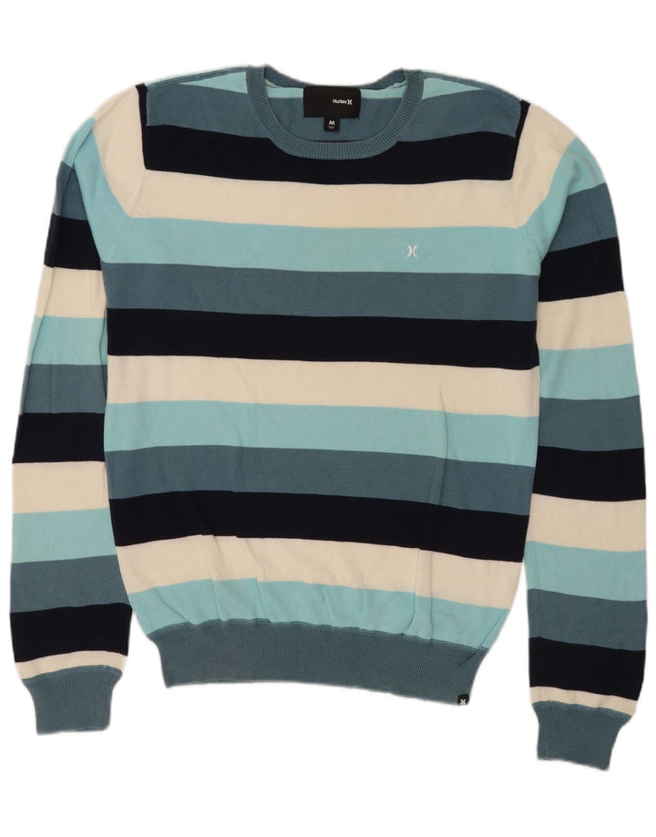 Suéter masculino Hurley com gola redonda, algodão listrado médio multicolorido