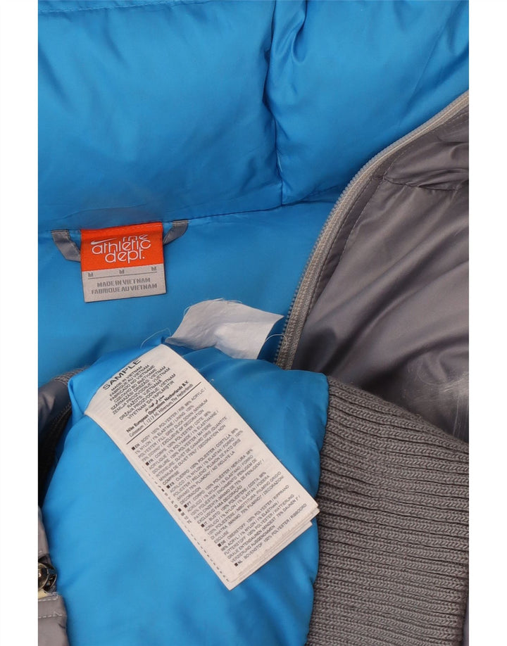 Jaqueta acolchoada com capuz masculina Nike UK 38 poliéster cinza médio