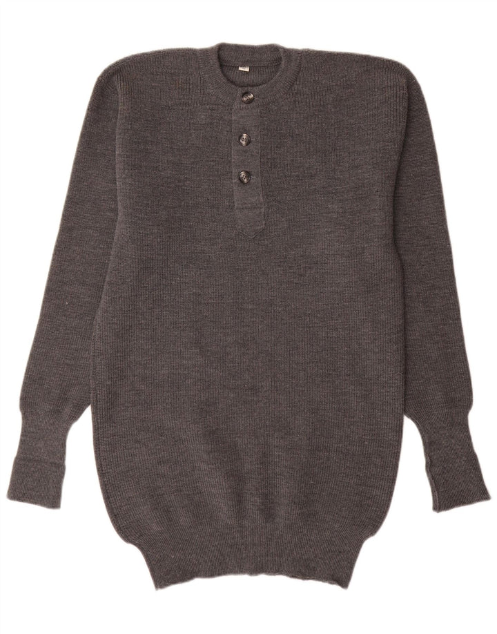 Suéter vintage masculino com gola redonda IT 52 grande cinza
