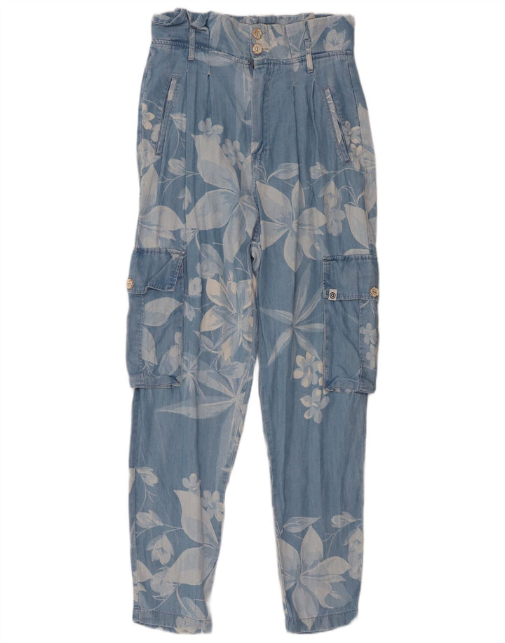 Calça feminina Cargo Harem Desigual Médio W32 L28 Azul Floral Lyocell