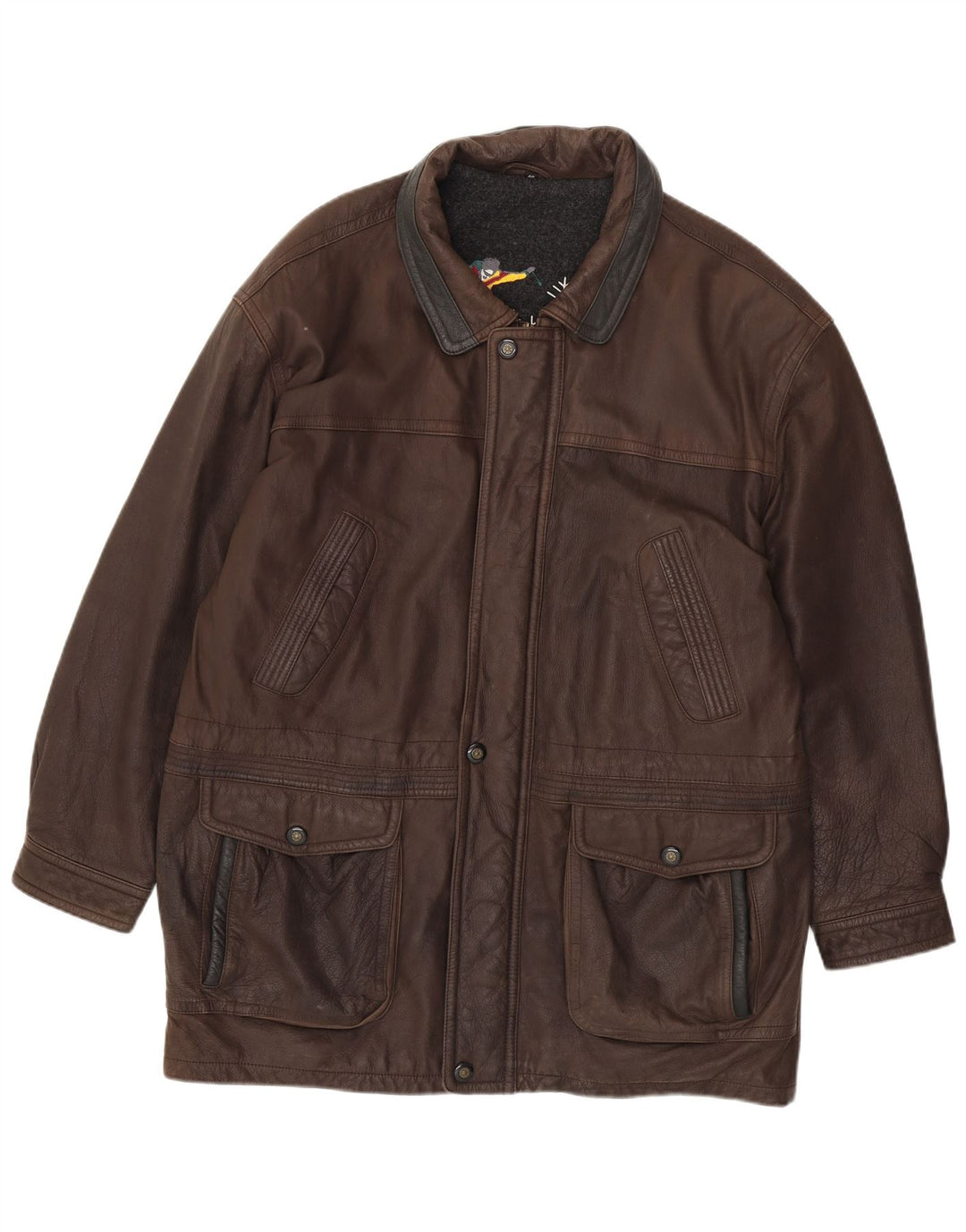 Jaqueta de couro masculina JOHN B Reino Unido 46 3XL couro marrom