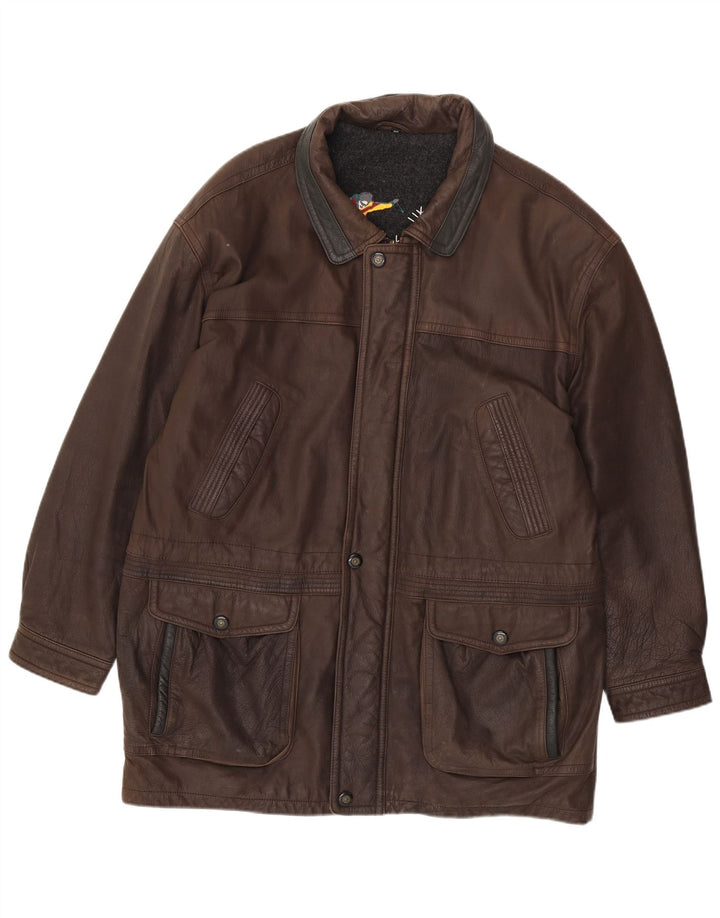 Jaqueta de couro masculina JOHN B Reino Unido 46 3XL couro marrom