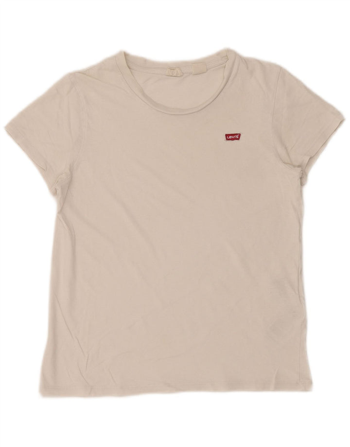 Camiseta feminina Levi's UK 8 pequena algodão branco