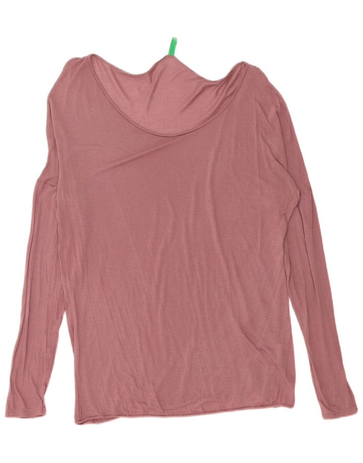 BENETTON Womens Oversized Top Long Sleeve UK 14 Medium Pink Modal