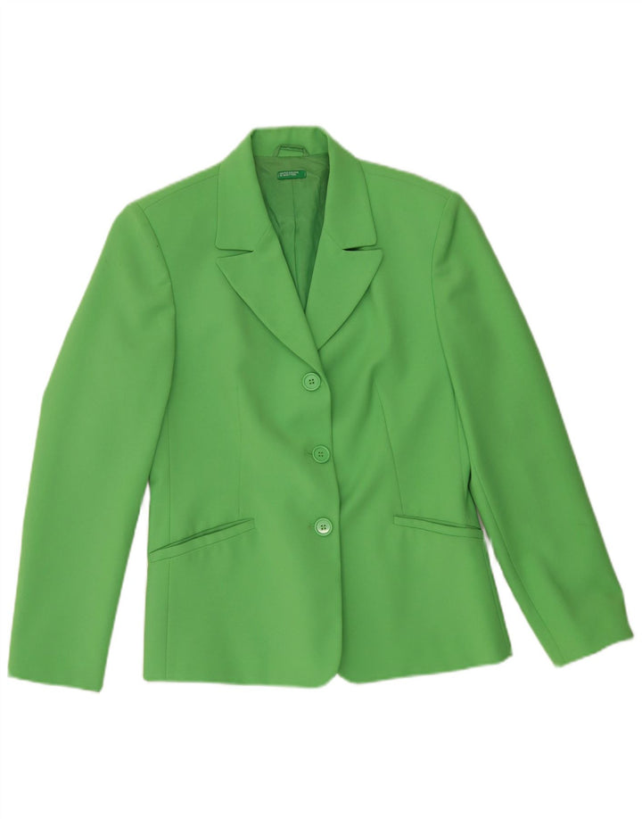 Jaqueta Blazer Feminina Benetton com 3 Botões IT 42 Poliéster Verde Médio