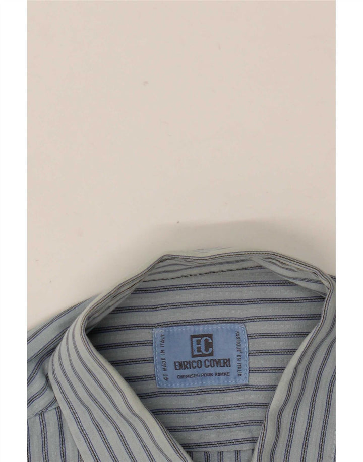Camisa masculina Enrico Coveri grande listrada azul