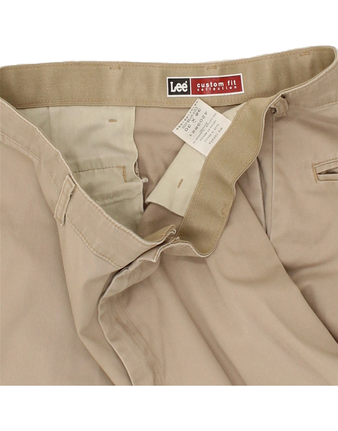 LEE Mens Custom Fit Straight Chino Trousers W36 L30 Beige Cotton Vintage Lee and Second-Hand Lee from Messina Hembry 