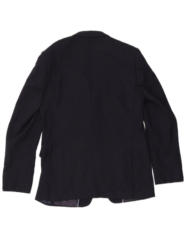 Jaqueta blazer masculina de 2 botões Marks & Spencer Reino Unido 42 grande lã azul marinho