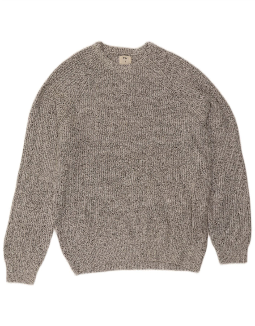 Suéter masculino Marks & Spencer com gola redonda e poliamida cinza médio