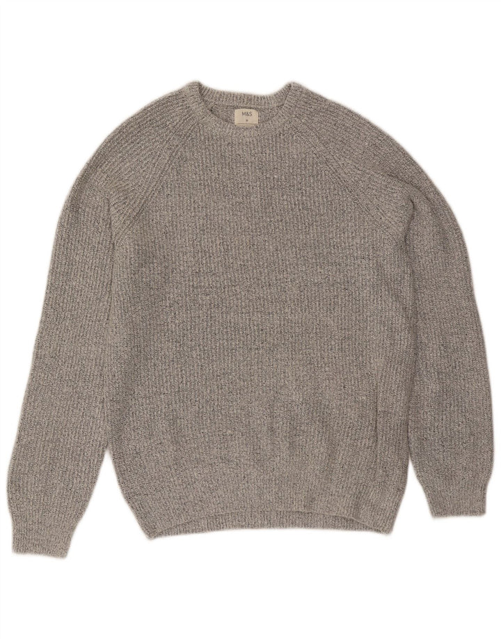 Suéter masculino Marks & Spencer com gola redonda e poliamida cinza médio