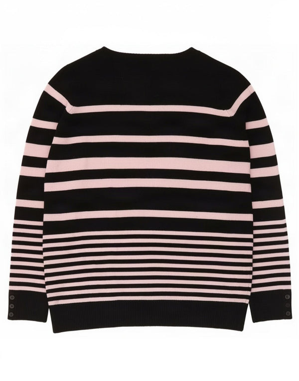 Suéter feminino Marks & Spencer com decote em V Reino Unido 16 listrado preto grande