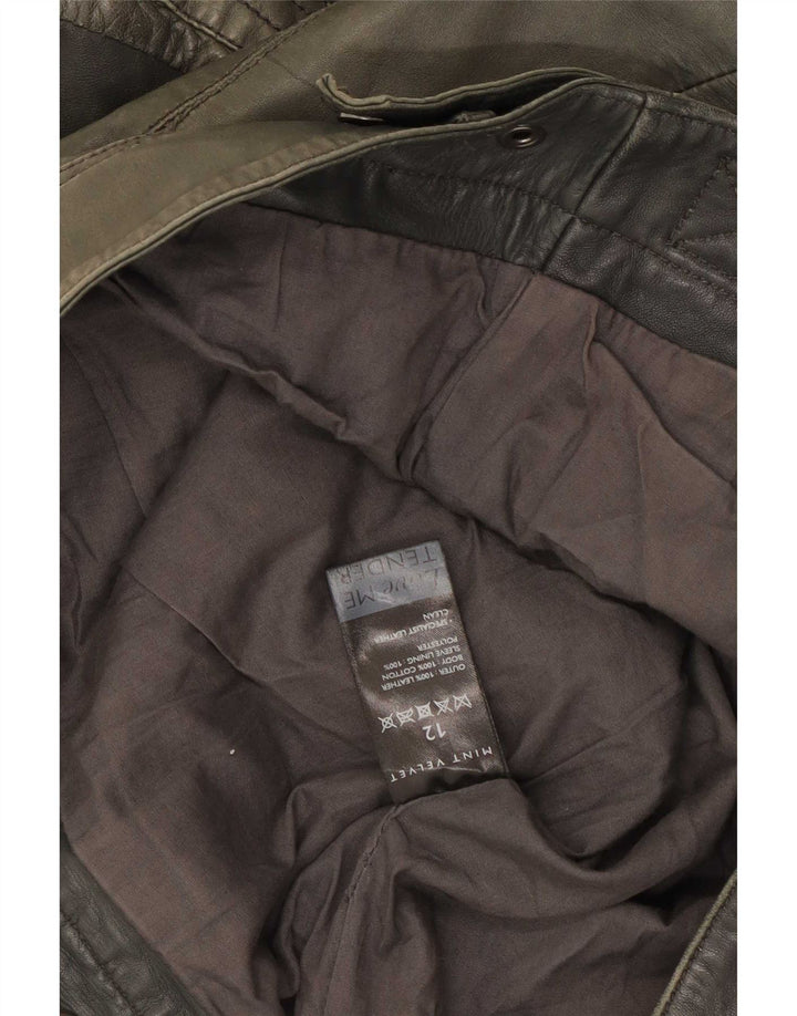 Jaqueta de couro feminina MINT VELVET UK 12 verde médio