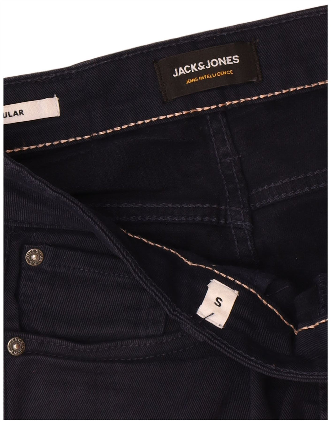 Shorts jeans masculino regular Jack & Jones pequeno W29 algodão azul marinho