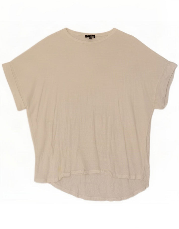 Massimo Dutti Camiseta feminina Top UK 14 Médio Branco