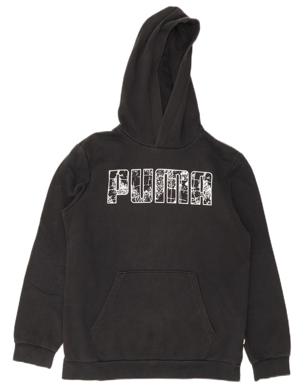 Jumper com capuz gráfico Puma Boys 13-14 anos preto algodão