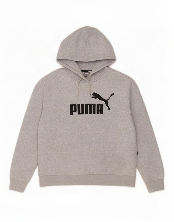 Puma Womens Crop Oversized Hoodie Jumper Reino Unido 16 Grande Algodão Cinza
