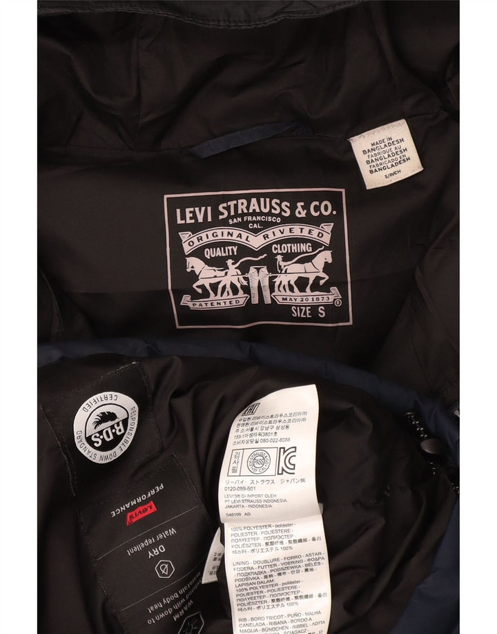 Jaqueta masculina acolchoada com capuz Levi's UK 36 poliéster azul marinho pequeno