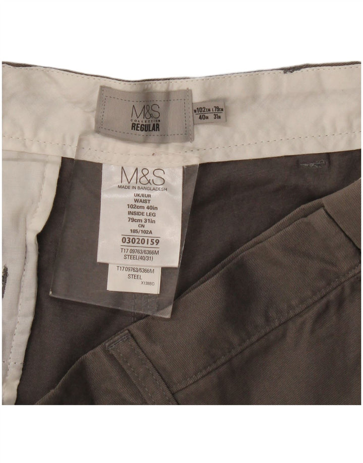 Calça Chino Masculina Marks & Spencer Regular Fit W40 L31 Algodão Cinza