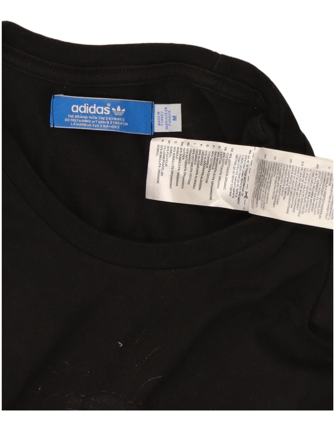 ADIDAS Mens Graphic T-Shirt Top Médio Algodão Preto