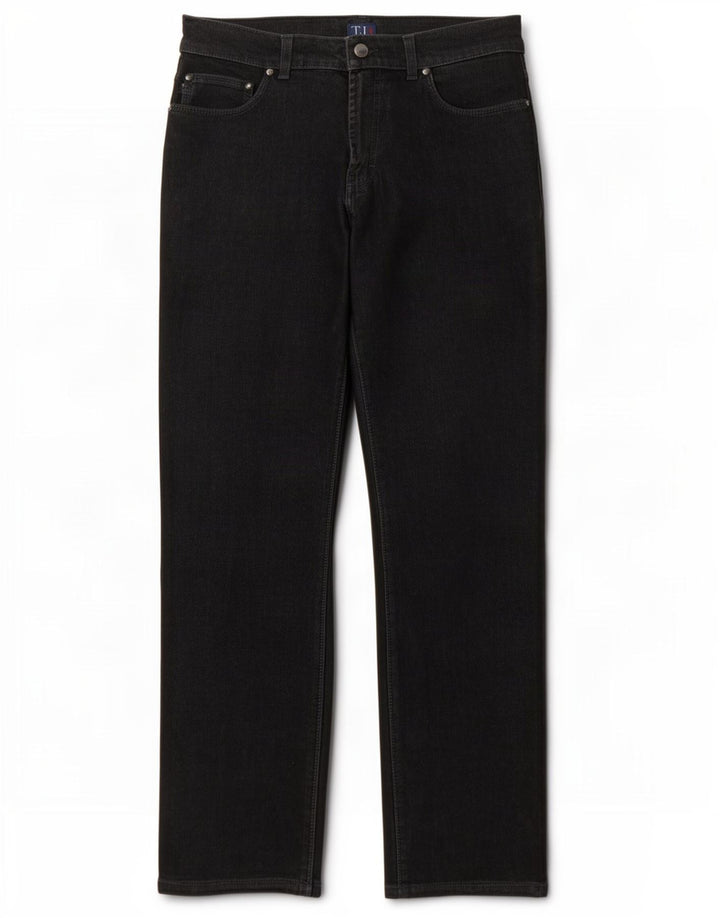 Trussardi Calça jeans reta masculina W32 L32 algodão preto