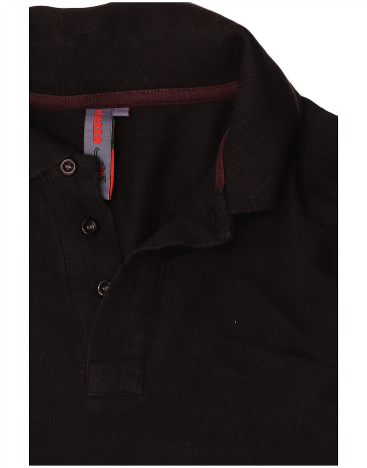 Camisa polo masculina de manga comprida Charro grande algodão preto