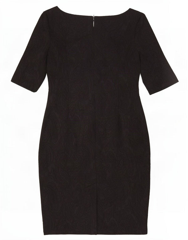 Vestido bainha feminino Marks & Spencer Reino Unido 14 poliéster paisley preto médio