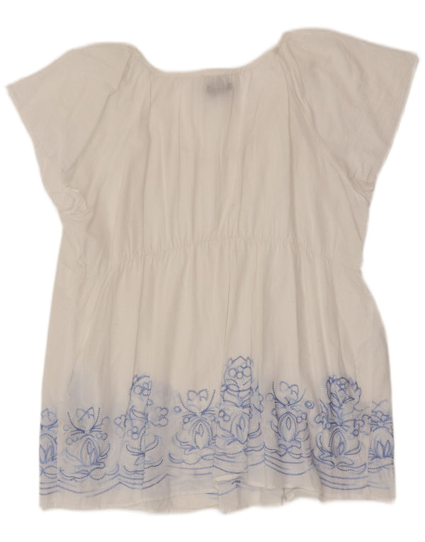 Blusa feminina Calvin Klein Jeans Top UK 18 XL branco floral algodão