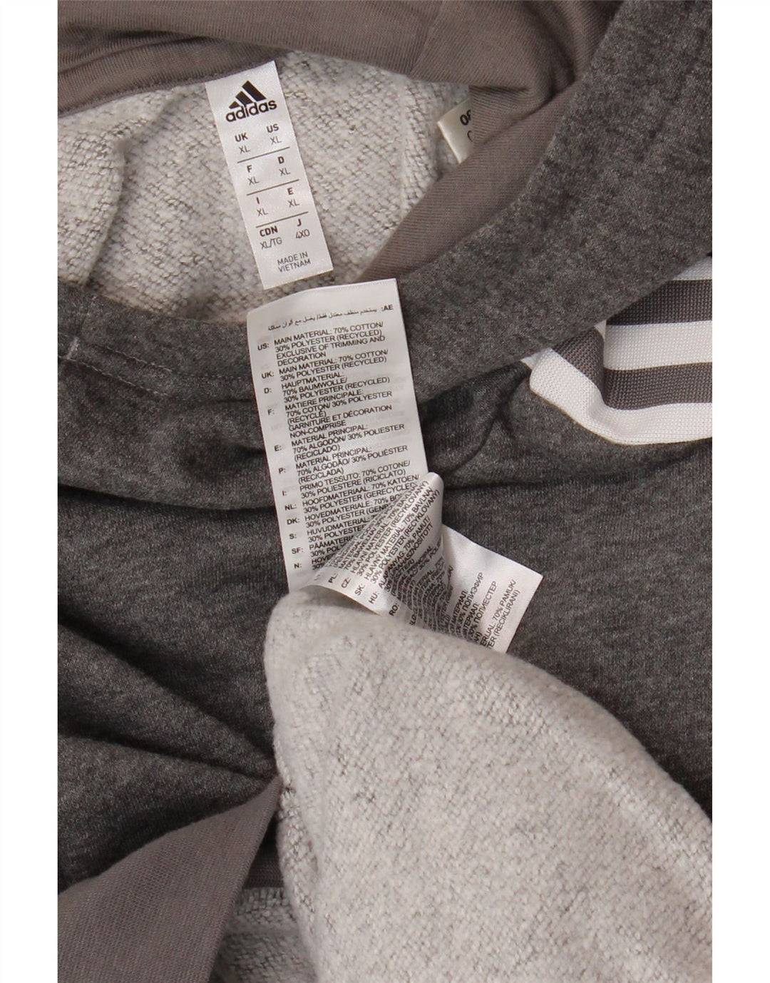ADIDAS Mens Hoodie Jumper XL Grey Cotton Vintage Adidas and Second-Hand Adidas from Messina Hembry 
