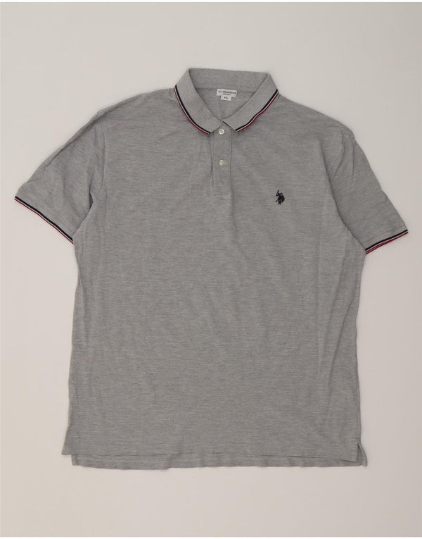 US Polo Assn. Camisa polo masculina 4XL algodão manchado cinza