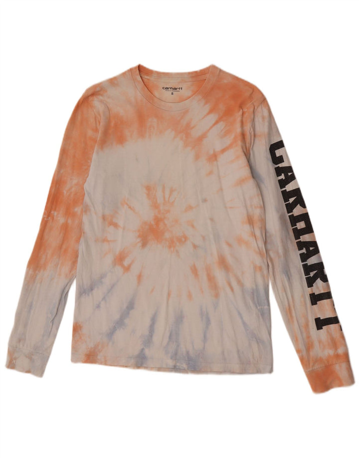Top gráfico masculino Carhartt manga comprida pequeno algodão tie-dye multicolorido