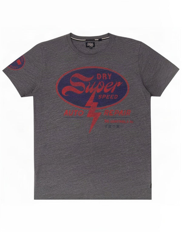 Camiseta gráfica masculina Superdry Top XL algodão manchado azul