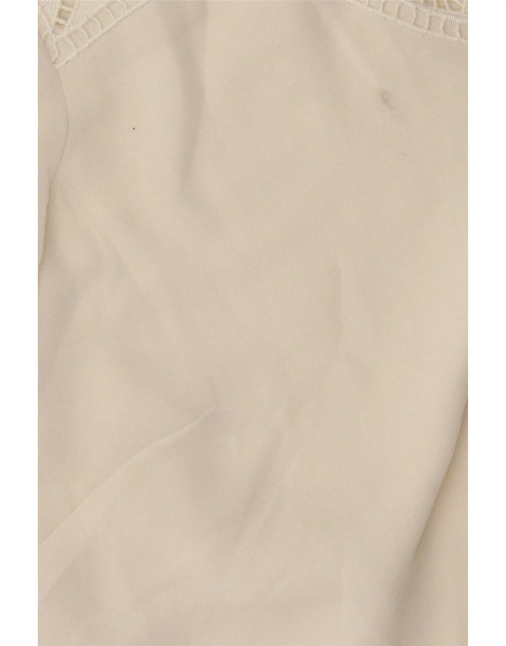 Blusa feminina Marks & Spencer Autograph manga comprida Reino Unido 16 grande bege