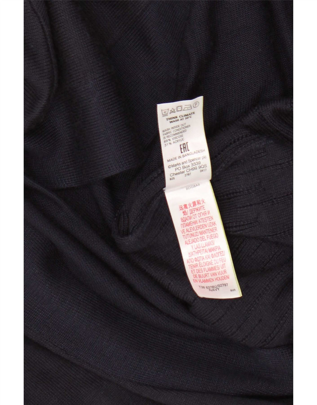 Suéter cardigã aberto feminino Marks & Spencer UK 8 pequeno azul marinho viscose