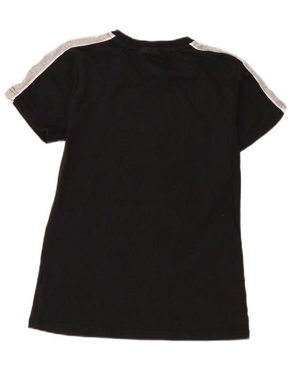 Fila Womens Graphic T-Shirt Top UK 10 Pequeno Algodão Colorblock Preto