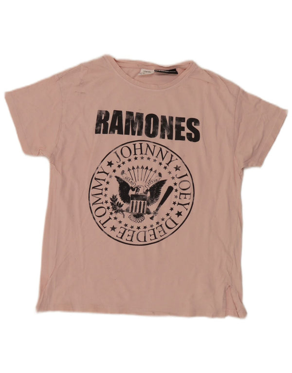 Zara Girls Camiseta gráfica Ramone Top 13-14 anos algodão rosa