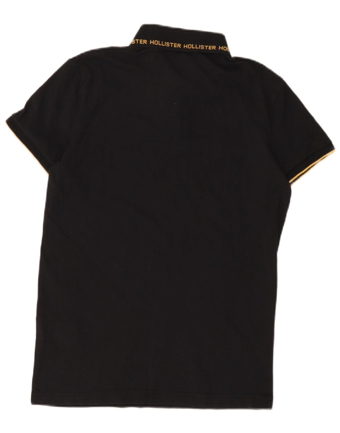 Camisa polo masculina Hollister pequena de algodão preto