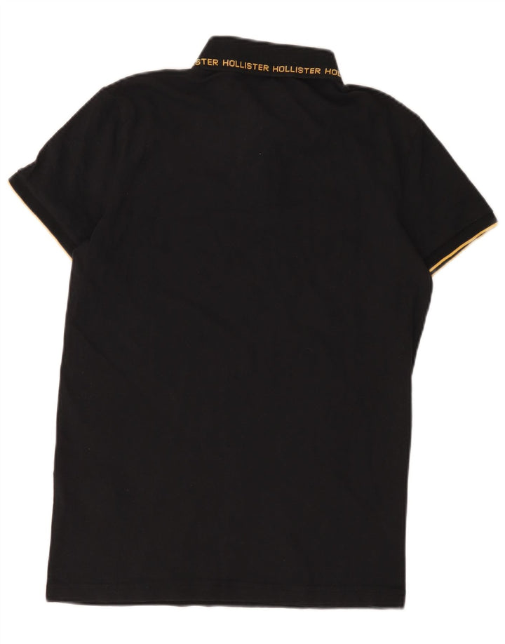 Camisa polo masculina Hollister pequena de algodão preto