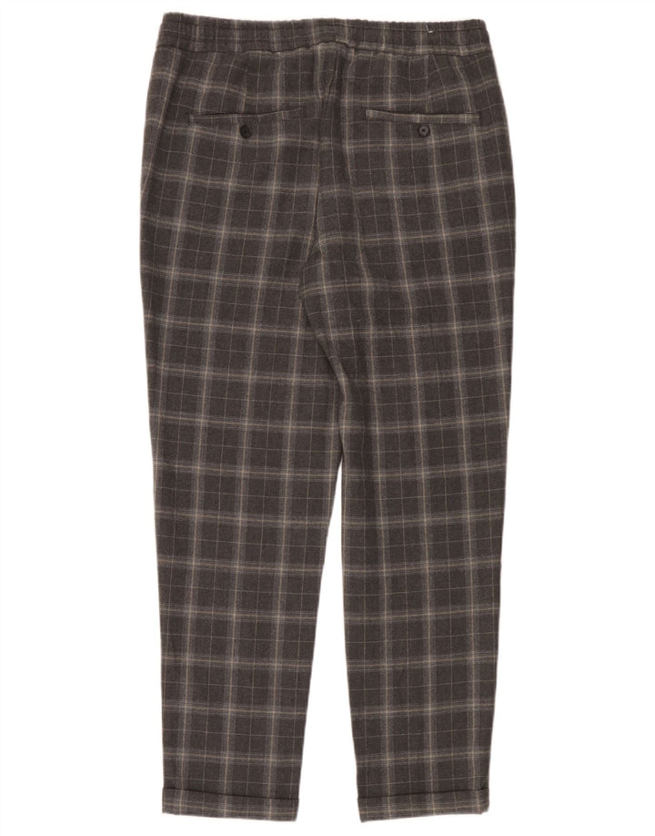 Zara Calça Chino Masculina Cônica Média W31 L30 Cinza Xadrez