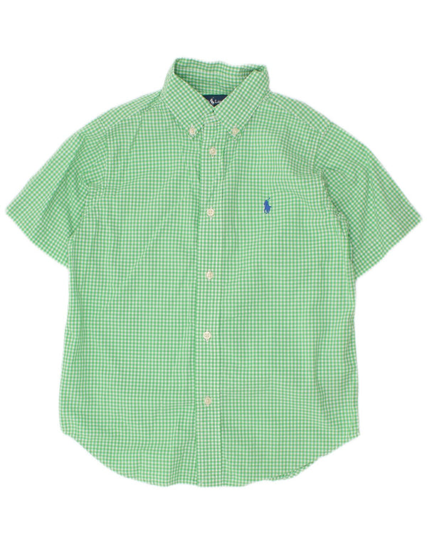 Ralph Lauren Camisa masculina de manga curta 5-6 anos algodão guingão verde