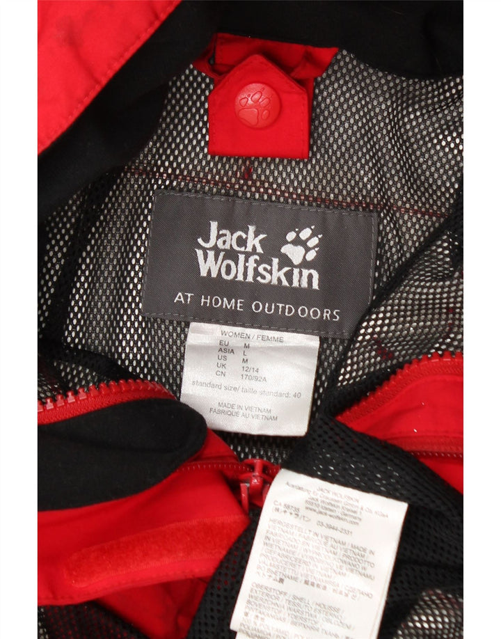 Jaqueta de chuva feminina com capuz Jack Wolfskin Reino Unido 12/14 poliamida vermelha média