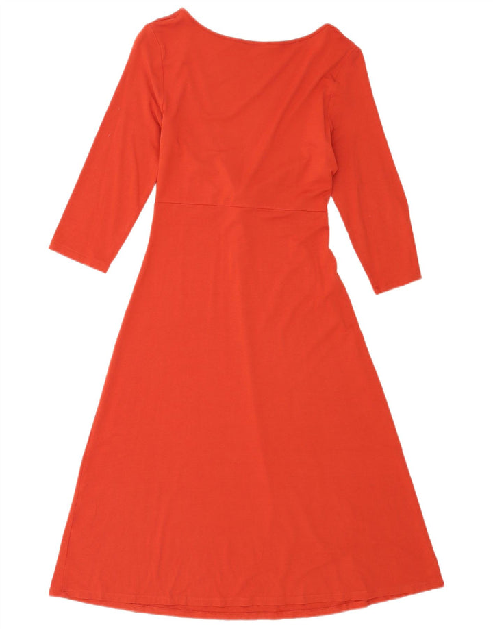 Vestido feminino Marks & Spencer manga 3/4 linha A Reino Unido 10 pequeno poliéster vermelho
