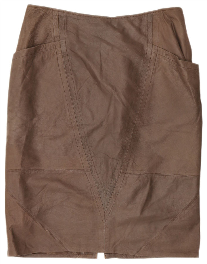 Saia de couro feminina vintage W32 grande marrom