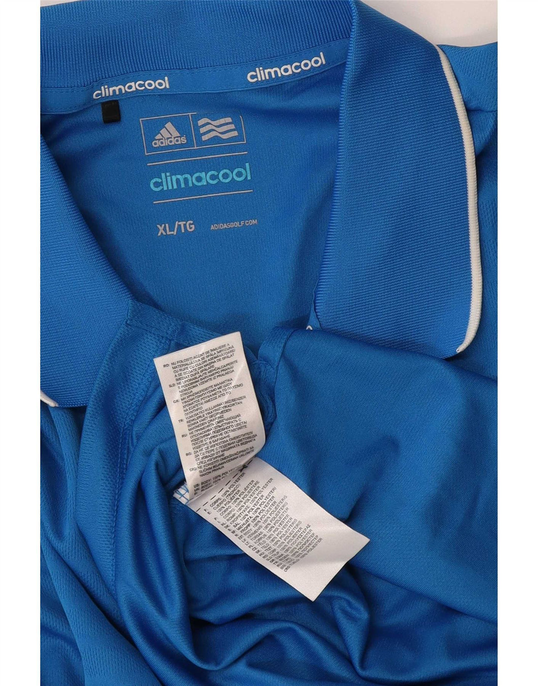 Adidas Mens Climacool Polo Shirt XL Azul Listrado Poliéster