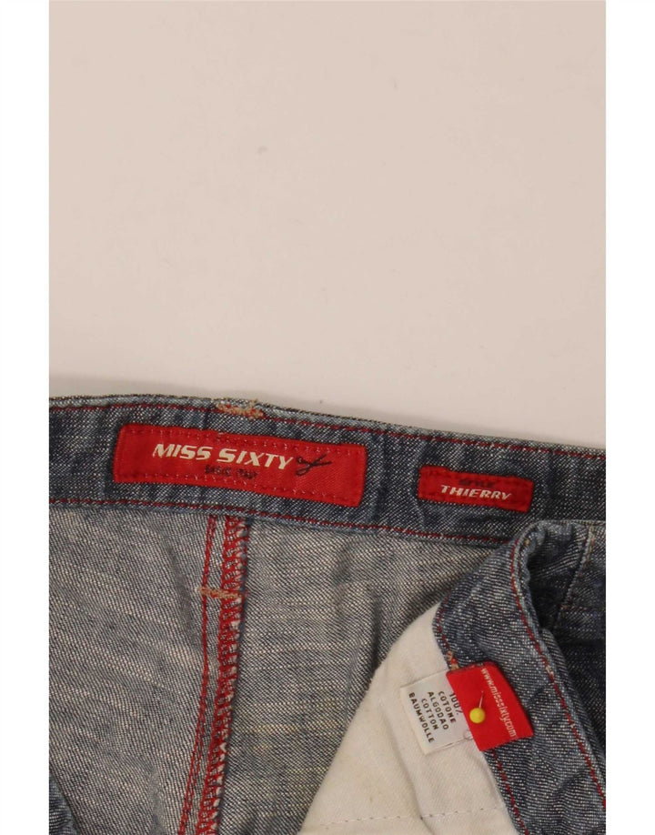 Miss Sixty Calça jeans feminina larga W28 L33 algodão azul marinho