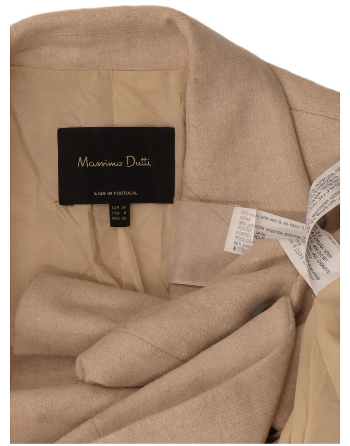 Jaqueta blazer feminina Massimo Dutti com 1 botão EU 36 XS lã bege
